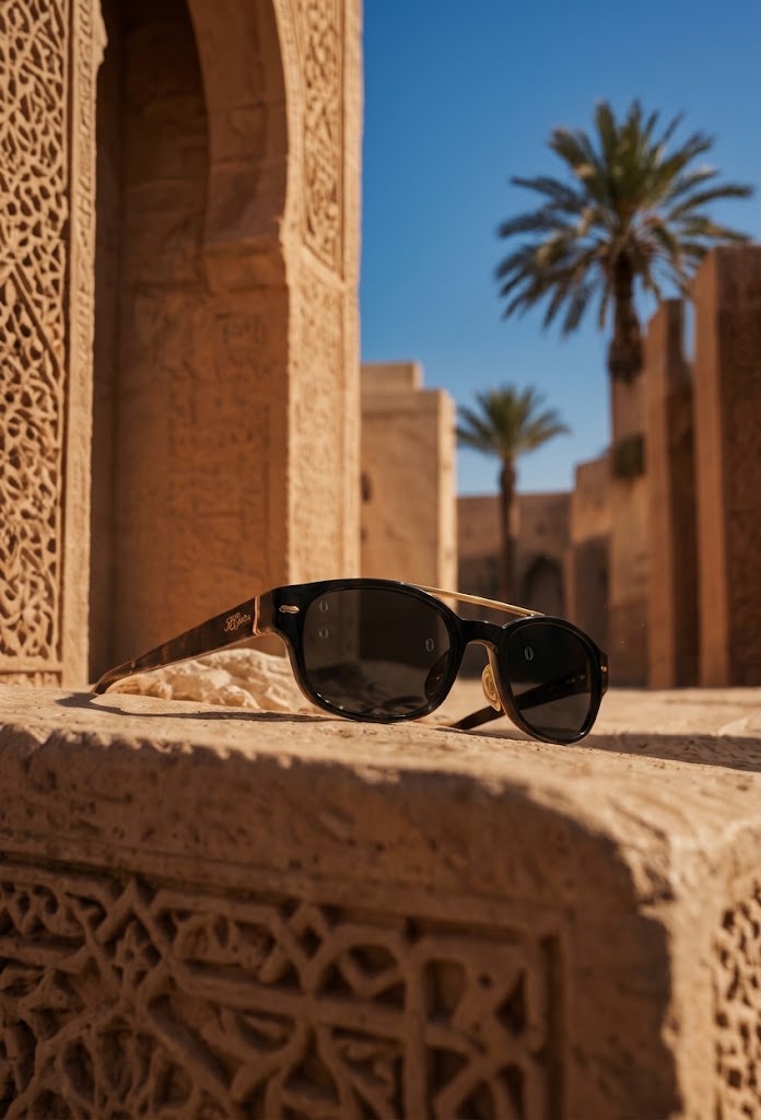 Lunettes ZAYRA sur une surface de grès chaud